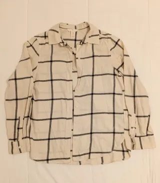 Camisa H&M cuadros beige y negro