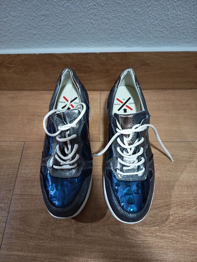 Zapatillas de vestir azules y plateadas