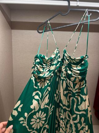 Vestido largo Tintoretto verde y beige