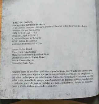 Juego de Tronos: Secretos del Trono de Hierro.