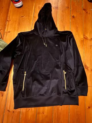 Sudadera Adidas Terciopelo Canguro Negra