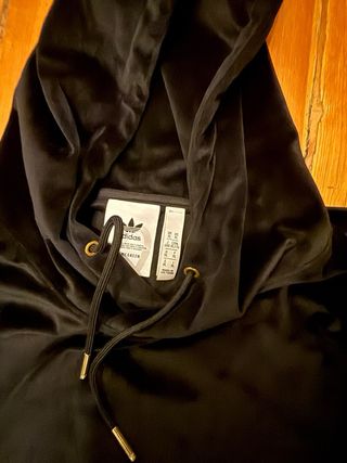 Sudadera Adidas Terciopelo Canguro Negra