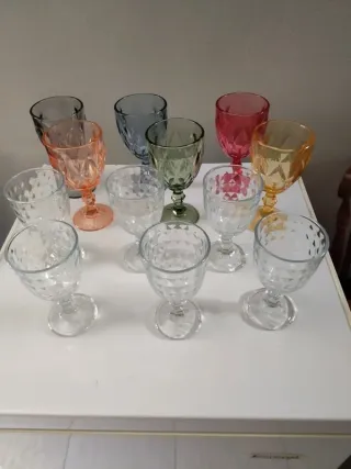 Set 12 Calici Vetro Colorati e Trasparenti