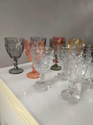 Set 12 Calici Vetro Colorati e Trasparenti