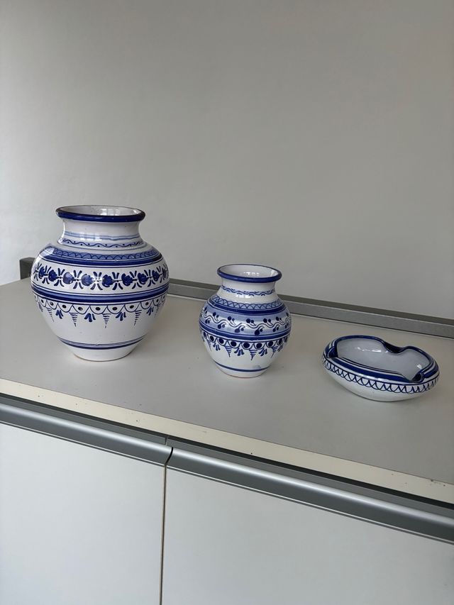 Juego Cerámica Talavera Azul y Blanco