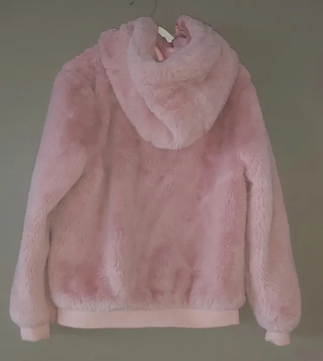 Chaqueta rosa peluche con capucha