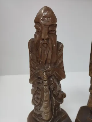 Figure Cinesi in Pietra Beige Marrone