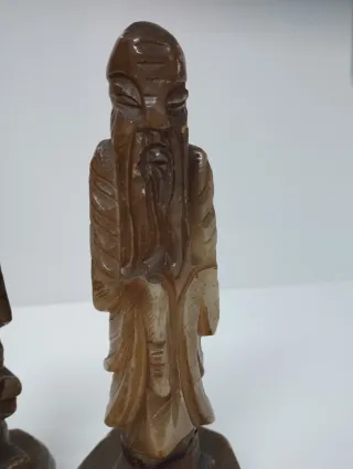 Figure Cinesi in Pietra Beige Marrone