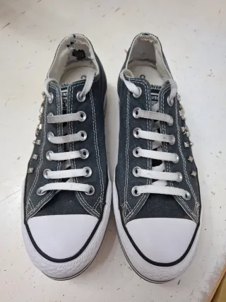 Converse All Star platform nere con borchie