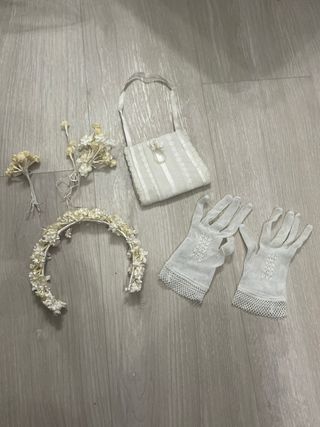 Conjunto Comunión Flores y Guantes
