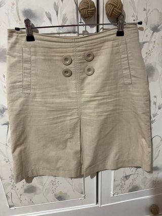 Falda beige de rayas