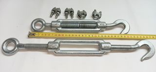 Due Tenditori Tiranti Occhio Gancio Zincato M 16