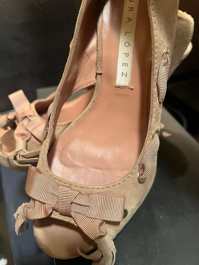 Pura Lopez Sandalias Tacón Plataforma Ante Beige T