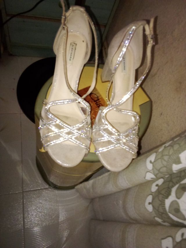 Zapatos de baile tacón beige/plata