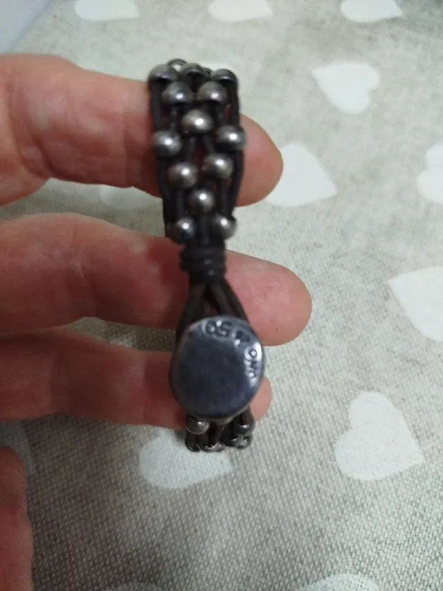 Pulsera Uno de 50 cuero y plata