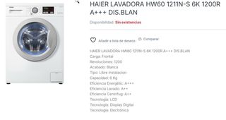 Lavadora Haier HW60-1211N-S Semi Nueva
