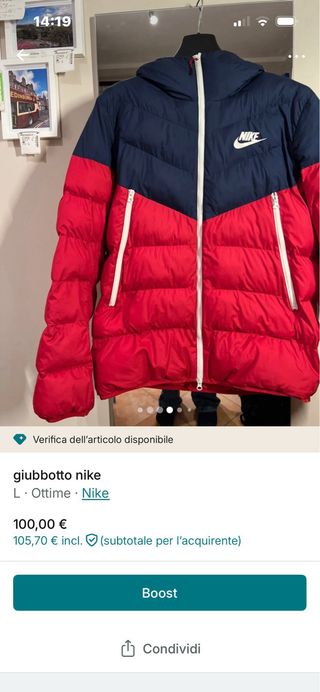 Giubbotto Nike rosso e blu taglia L