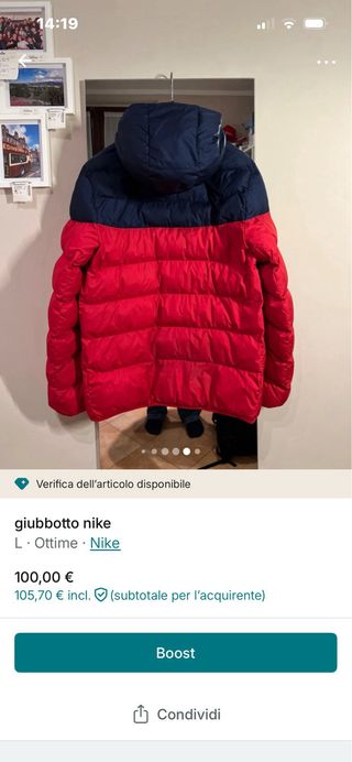 Giubbotto Nike rosso e blu taglia L