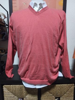 Jersey coral cuello pico