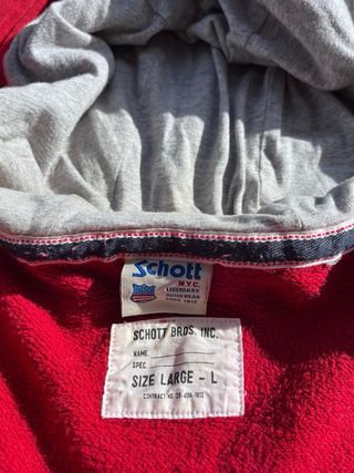 Felpa Schott rossa con cappuccio