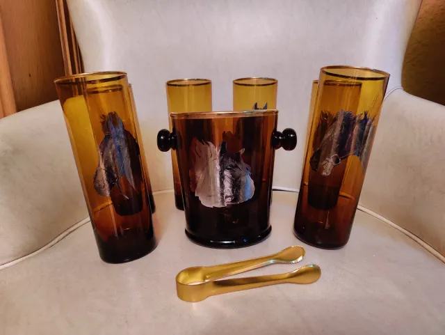 Set 6 Vasos y Cubitera Caballos