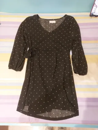 Vestido lefties negro con topos blancos talla S