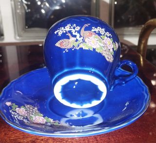 Juego de café completo color azul con flores