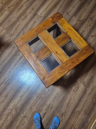 Mesa de centro madera rústica 60x60