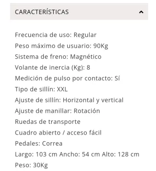 Bicicleta Estática BH Artic sin uso