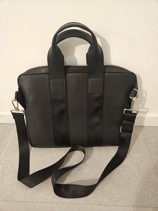 Maletín de piel Lacoste negro