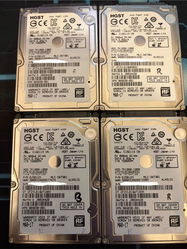 Pack 4 Discos Duros HGST 1TB 2.5 SATA III