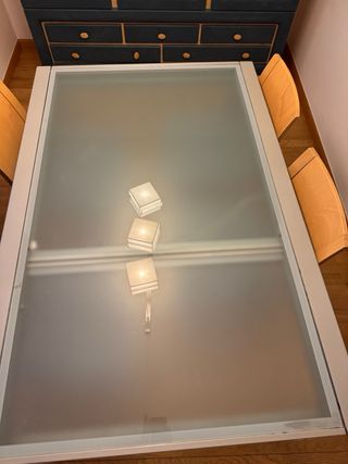 Mesa comedor extensible cristal y metal
