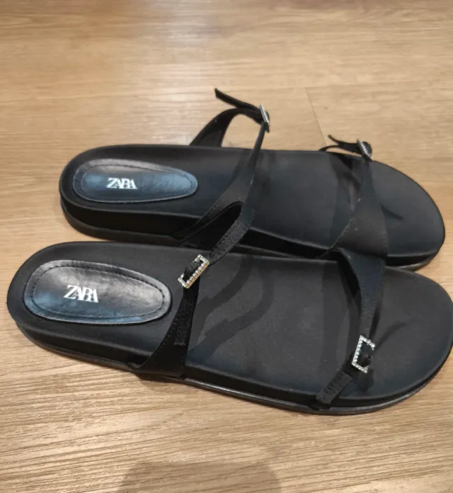 Sandalias Zara Planas Satinadas