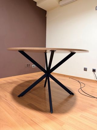 Mesa redonda madera y metal