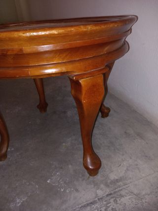 Mesa redonda madera y mármol