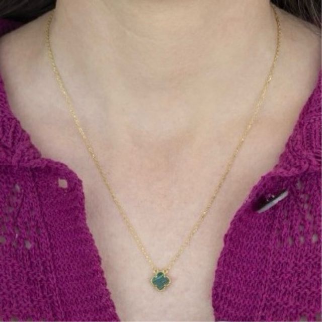 Gargantilla flor malaquita chapada oro 18kt