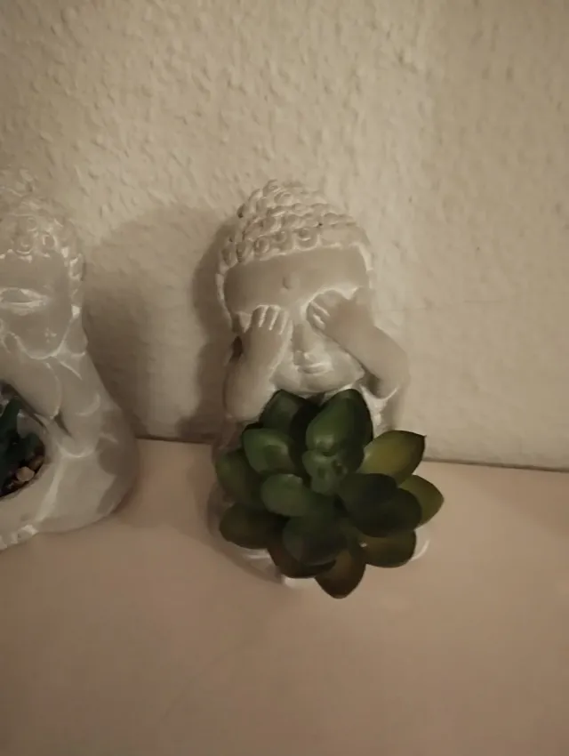 Jardín Budas Cerámica Gris y Verde