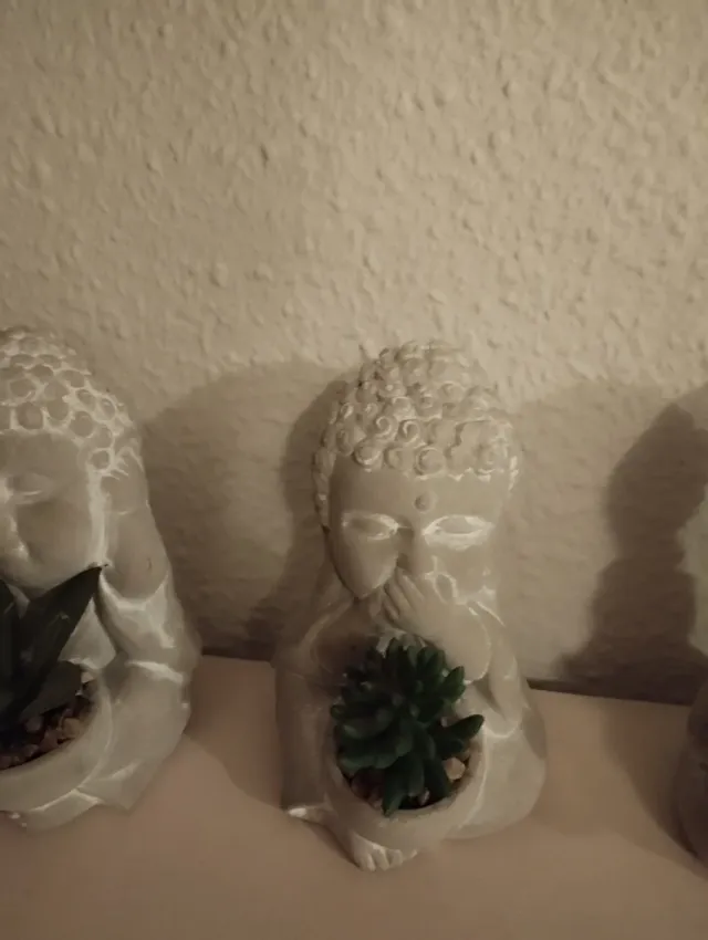 Jardín Budas Cerámica Gris y Verde