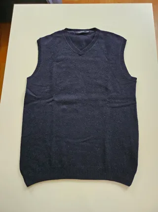 Chaleco de lana azul para caballero
