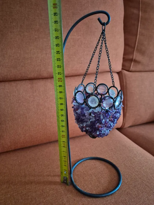 Portacandele ametista e vetro