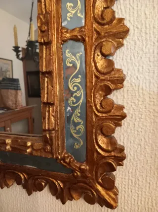Espejo de pared antiguo madera dorado