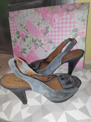 Zapatos Aura Blanc Azul/Gris Talla 37