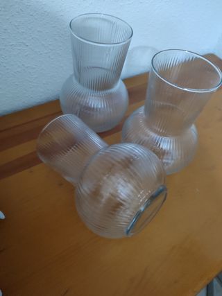 Juego de 3 jarrones de cristal