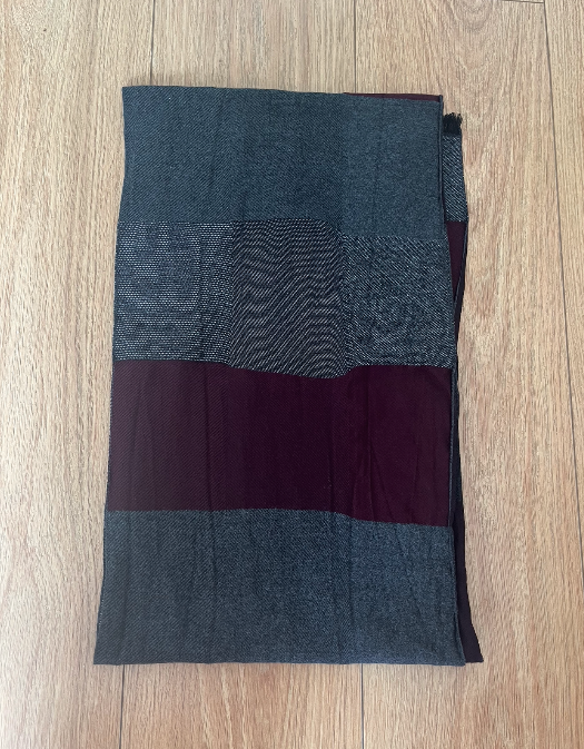 pañuelo bufanda hombre gris y granate