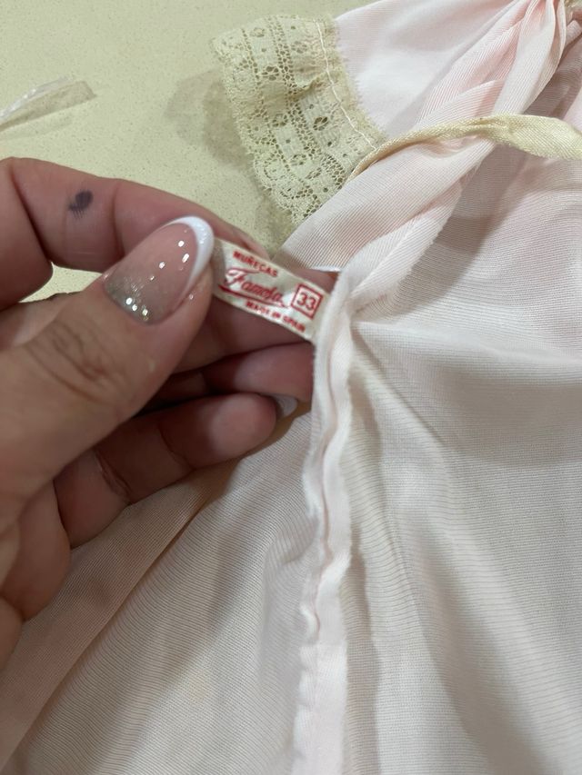 Conjunto Ropa Muñeca Nancy Rosa Encaje