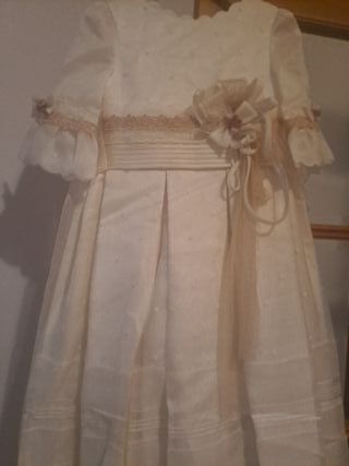Vestido de Comunión Beige/Blanco