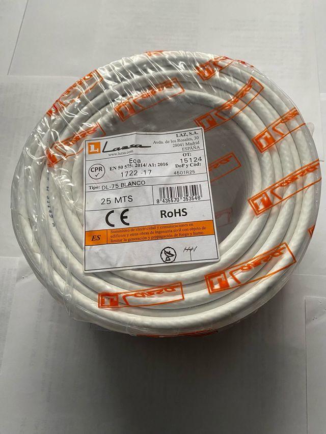 Cable Antena DL-75 Blanco 25 MTS