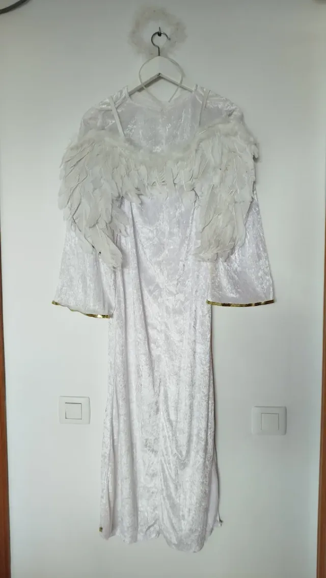 Disfraz de ángel blanco y dorado