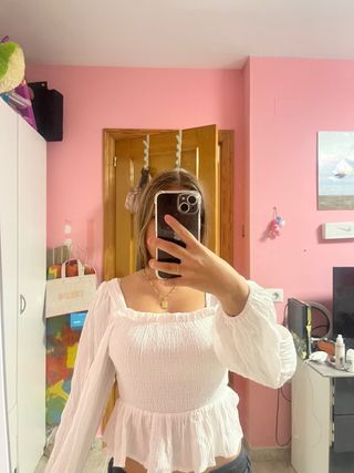 Blusa blanca manga larga