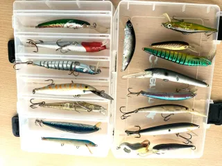 Caja señuelos pesca variados